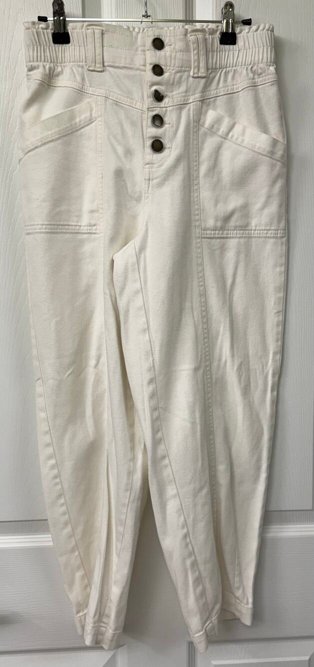 Knox Rose XS cream ivory denim button fly jeans minimalist classic preppy casual